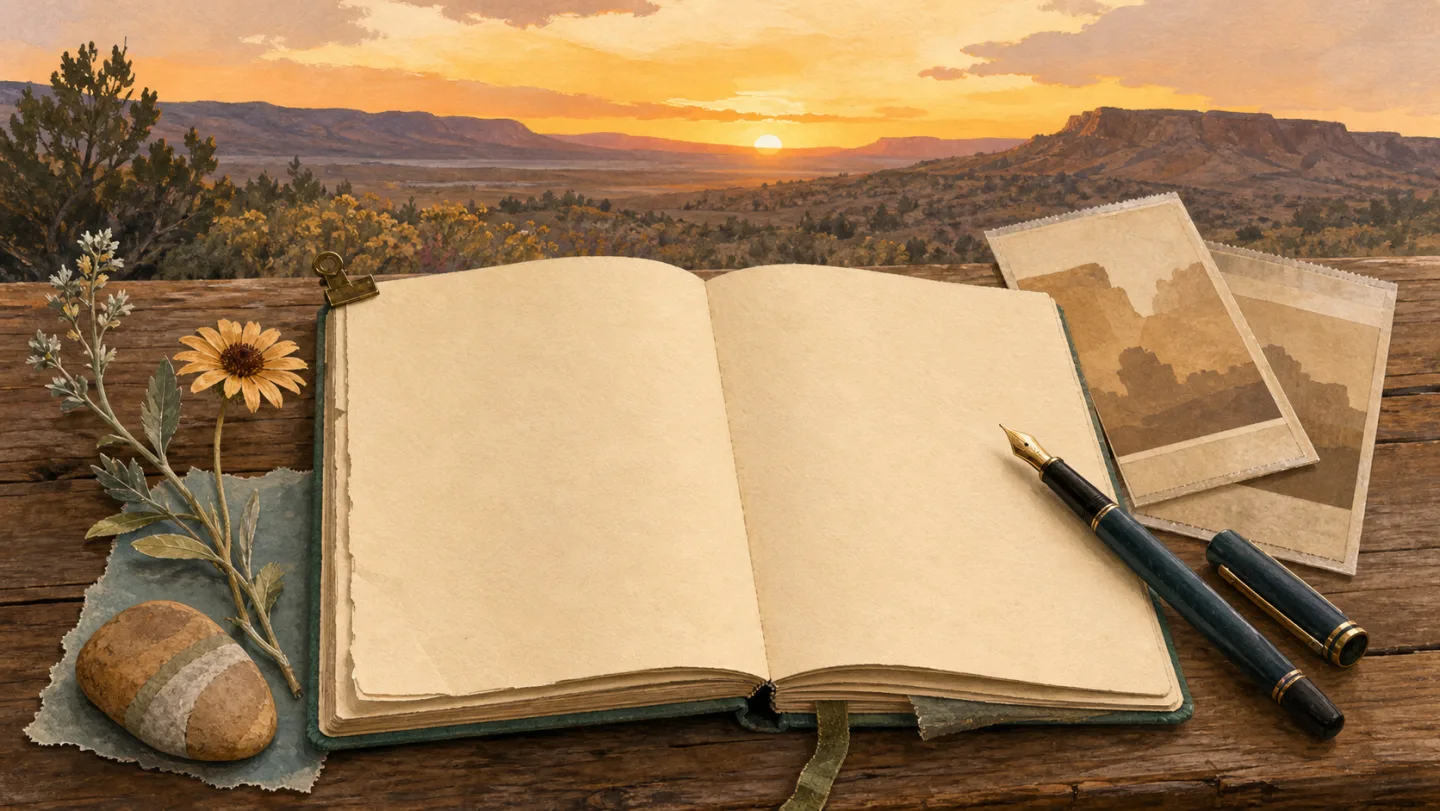 Illustrated blank journal and archival photo sleeves